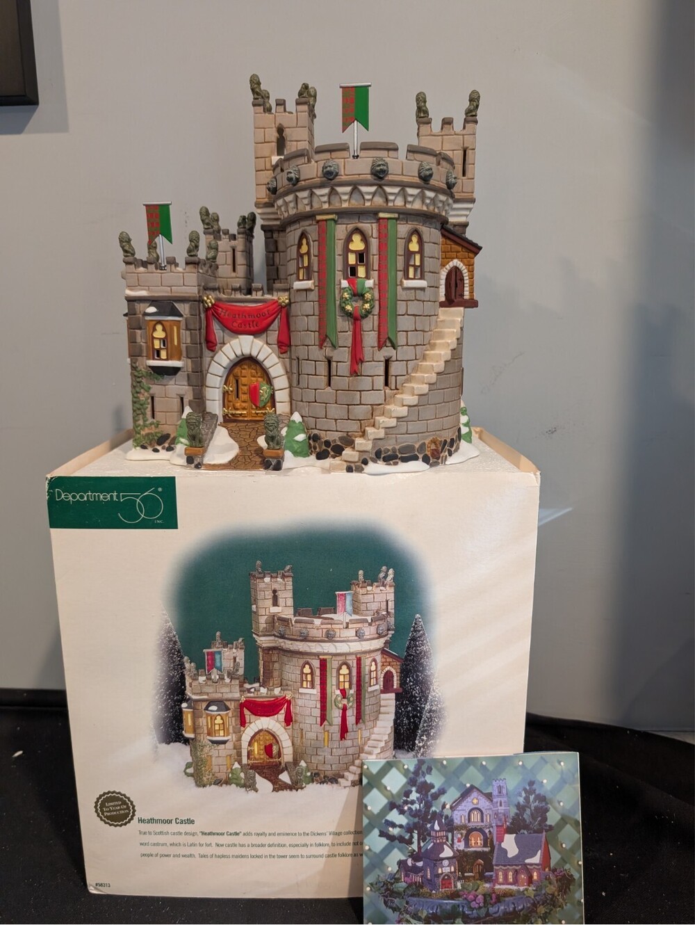 Dept 56 Dickens Village Heathmoor Castle 58313 Limited Edition Box Light Flags